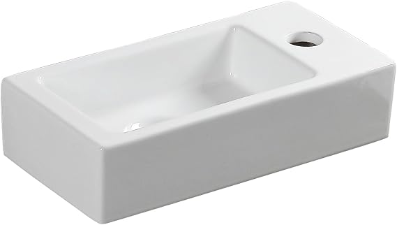 Small Bathroom Sink Wall Mounted Bathroom Sink Rectangle Ceramic Wash Basin Right Hand (Right Hand)