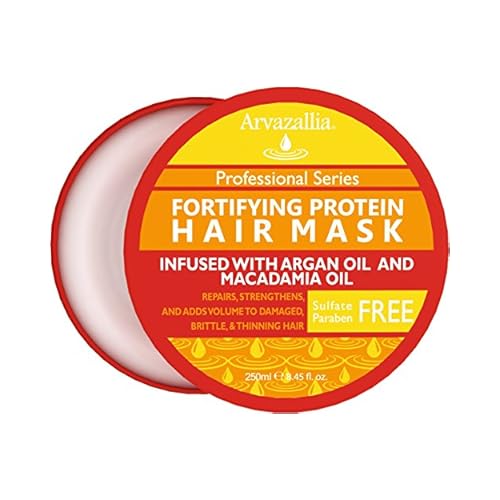 Arvazallia Fortifying Protein Hair Mask and Deep Conditioner with Argan Oil and Macadamia Oil Hair Repair Treatment for Damaged, Brittle, or Thinning Hair - Promotes Natural Hair Growth