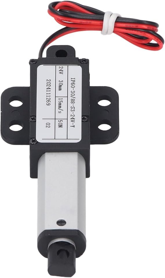 50N Mini Electric Linear Actuator 30mm Stroke 15mm/s 24V DC, IPX4 Waterproof Micro Linear Actuator with End Limit Switch for Window Opener Robotics Cabinet Fan Blades Table