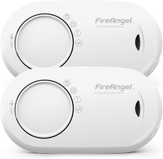 FireAngel Carbon Monoxide Alarm and Detector - FA3313 10-Year Sensor Life CO Alarm for Home with 1-Year Replaceable Batteries - Travel, Portable Carbon Monoxide Detector - CO Detector - 2-Pack - White