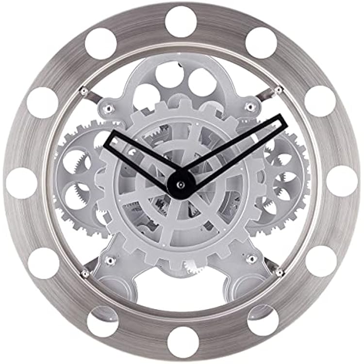 Kikkerland Gear Wall Clock, NickelWhite