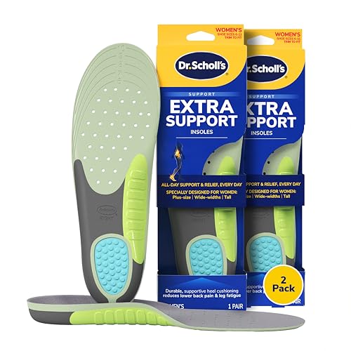Dr. Scholls Extra Support Shoe Insoles for Women, Size 6-11, 2 Pairs: Designed for Plus-Size and Tall Women, Arch Inserts - Helps Reduce Lower Back Pain and Foot & Leg Fatigue