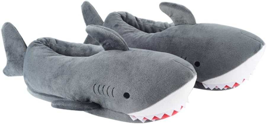 Millffy Women's Cozy Fleece Wicky Shark Memory Foam House Slippers Chomping Shark Dolphin Whale Plush Slippers