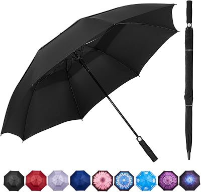 Goothdurs 6268 Inches Golf Umbrella Automatic Open Windproof Waterproof Large Double Canopy Vented Rain Stick Umbrellas for Men Women
