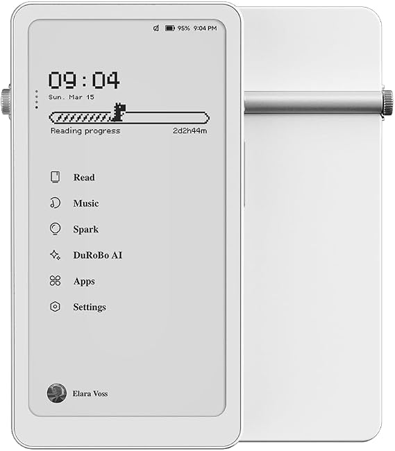 Krono – 6.13" Smart ePaper Focus Hub, 300 PPI 6G 128G Paper Tablet, with Smart Dial – an e-Reader, idea Keeper, and Audio Player All in one (White)