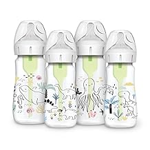 Dr. Browns Natural Flow Anti-Colic Options+TM Wide-Neck Baby Bottle Designer Edition Bottles, Dinosaur and Ocean Design, 9 oz/270 mL, Level 1 Nipple, 4-Pack, 0m+