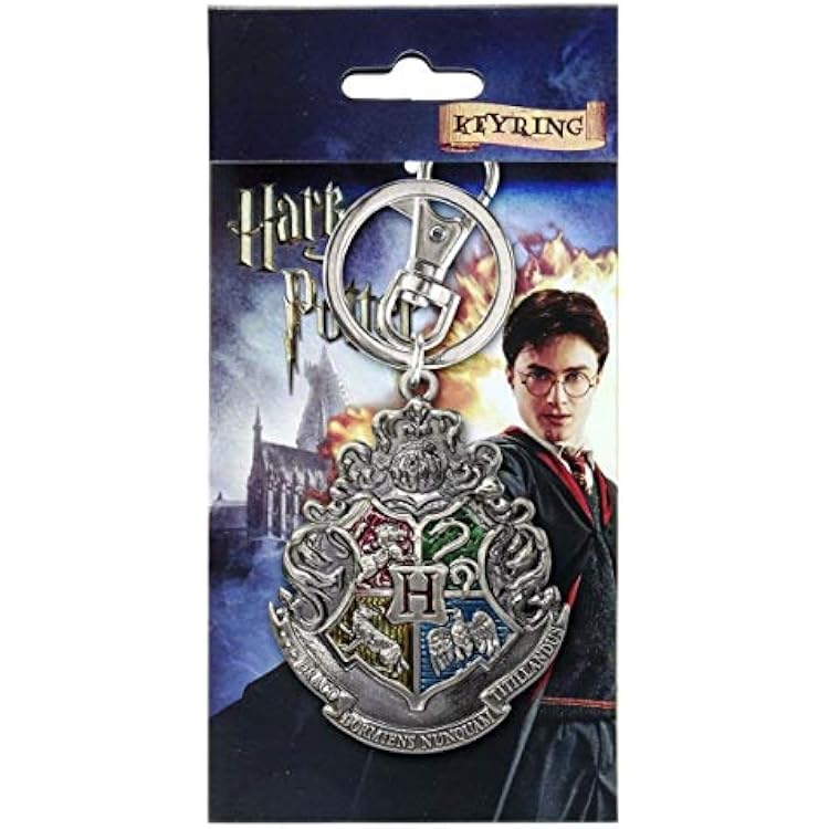 Harry Potter Hogwarts School Crest Pewter Keychain,Multi-colored