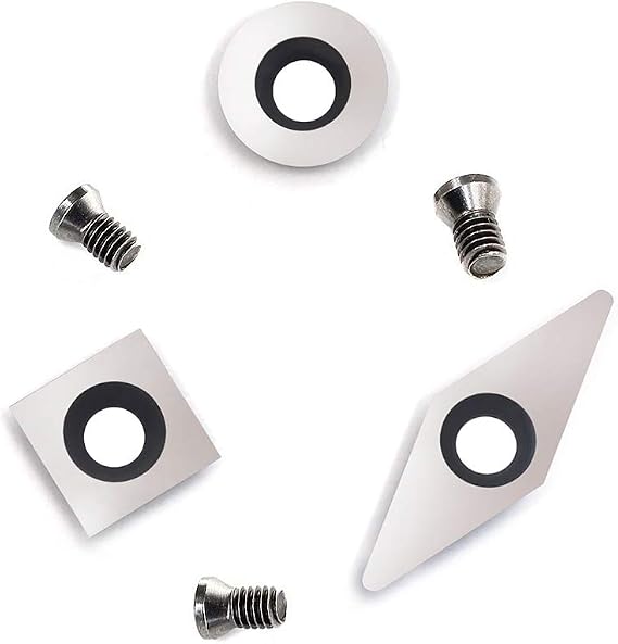 3pcs Carbide Mini Turning Tool Replacement Cutter Set for Mini Wood Lathe Turning Tools(Include 11mm Square,12mm Round,28x10mm Diamond With sharp point Carbide Cutters),Supplied with Screws