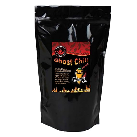 Natural Orange Bhut Jolokia Ground Chili Powder aka Peach Ghost Pepper Fine Ground Powder by Magic Plant (8oz)