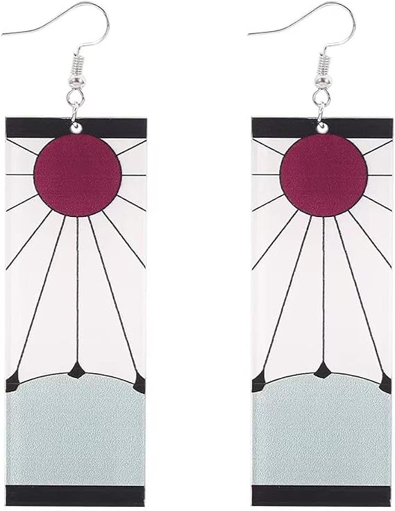 Tanjiro Earrings Hanafuda Tanjiro Cosplay Earrings Anime Jewelry Accessories, Zinc, No Gemstone