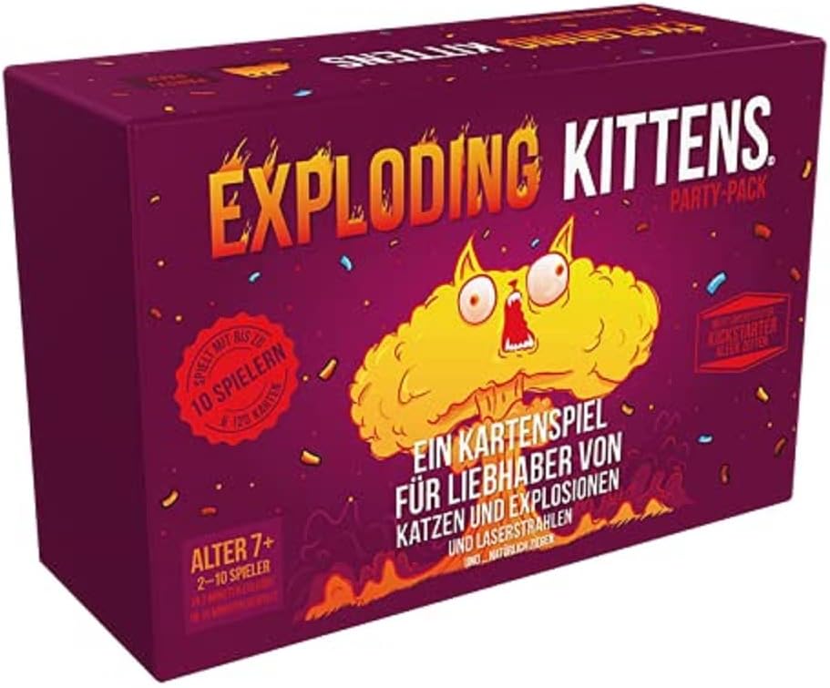 Asmodee Exploding Kittens - Party Pack | Basic Game  Expansion | Party Game | Card Game | 2-10 Players | From 7 Years | 15 Minutes Playing Time | German, Multicoloured, Colourful,EXKD0002