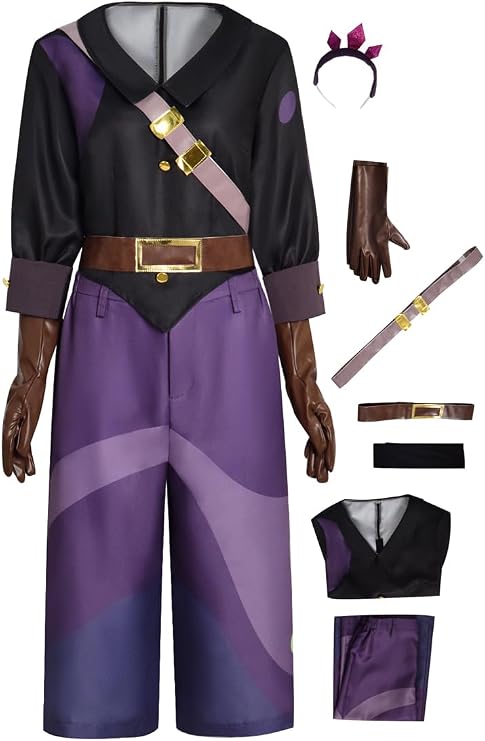 Adult Owl House Amity Blight Cosplay Costume Purple Battle Uniform Suit Womens Halloween Outfit Shirt Tunic Set