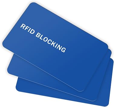 RFID Blocking Card - 3 Pack, Contactless NFC Credit Card ID Protection Safe Bank Card Passport Entire Wallet Purse Shield Protector Blocker Guard Pack of 3, Blue