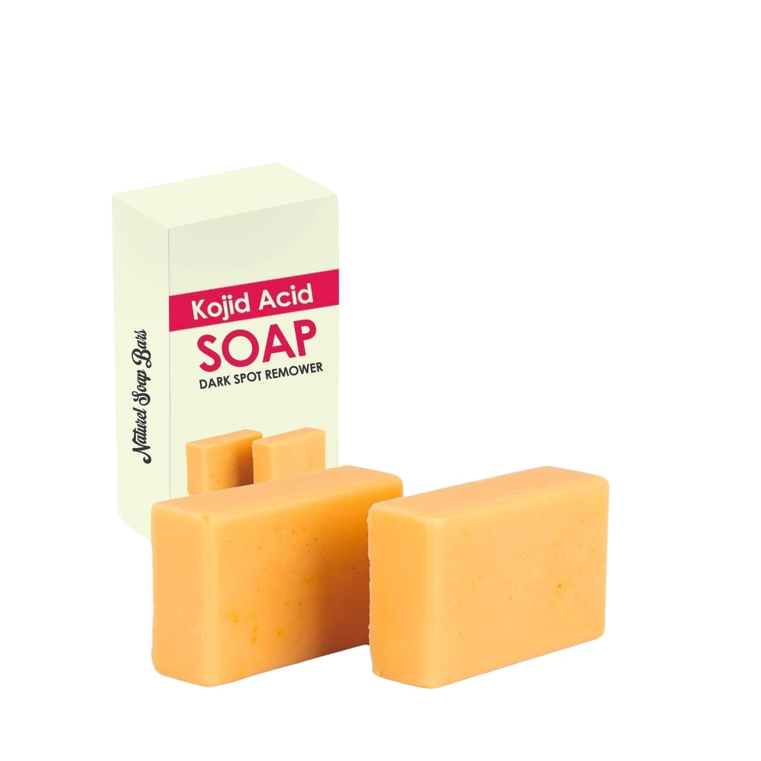 Kojic Acid Soap for Dark Spot Remover With Natural Organic Turmeric, Vitamin CE, Retinol, Hyaluronic Acid, Olive Oil Shea Butter, Collagen, 100gr x 2Bars, 3.5Oz Each, Moisturizing&Nourishing
