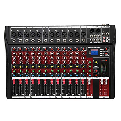 Fineshine 81216 Channel Audio Mixer Sound Mixing Console with Bluetooth USB,PC Recording Input, XLR Microphone Jack, 48V Power, RCA InputOutput for Professional and Beginners 12 channel