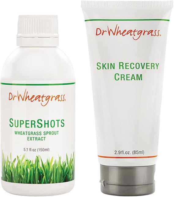 A Set of Dr Wheatgrass Supershots & Skin Recovery Cream