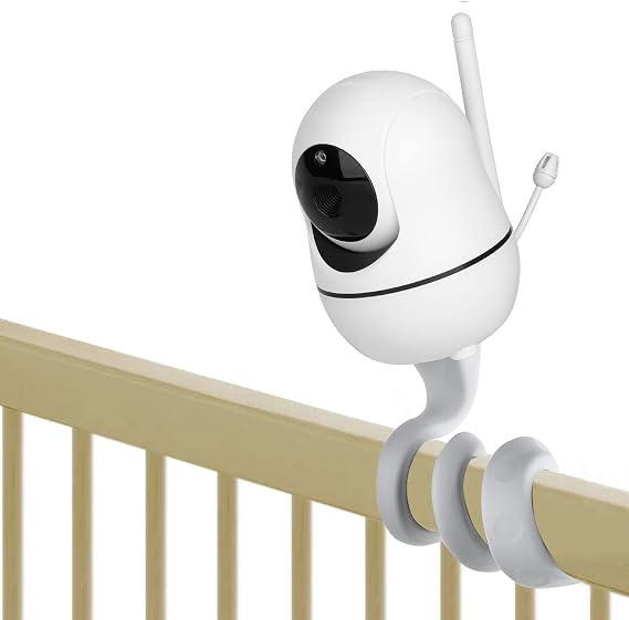 iTODOS Baby Monitor Mount Compatible with HelloBaby HB65/HB66/HB248,ANMEATE SM935E Baby Monitor Camera, Versatile Twist Mount Without Tools or Wall Damage - Grey