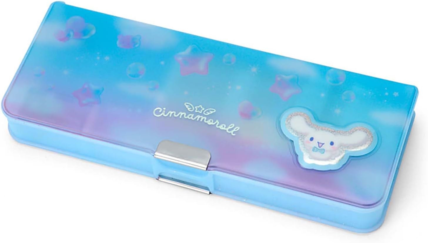 Sanrio 264971 Double Sided Pencil Case, Cinnamorol, Double-Sided Opening, 6 Pencil Holder, Includes Name Space with Mini Sharpener