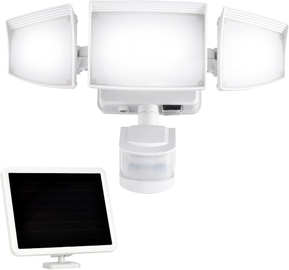 Solar Security Lights Motion Outdoor, 1800LM, Solar LED Motion Sensor Lights with 3 Adjustable Heads, 6500k, Water Resistant Flood Light for Garage, Yard, Garden (White)