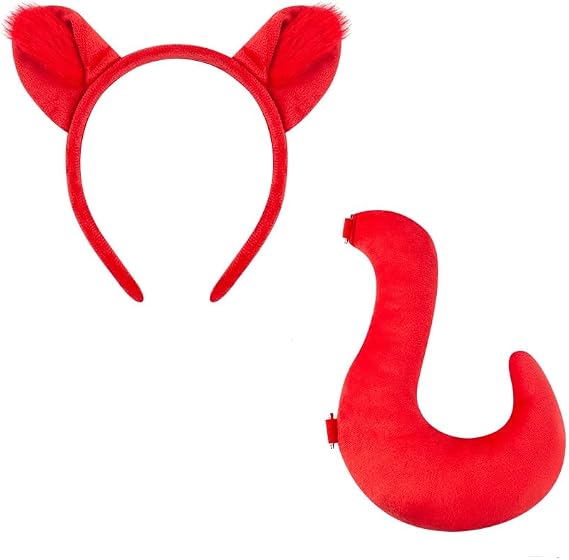 JIAHG Plush Animal Cosplay Costume Accessories Furry Headband and Tail Set for Halloween Xmas Party Zoo Themed Costume