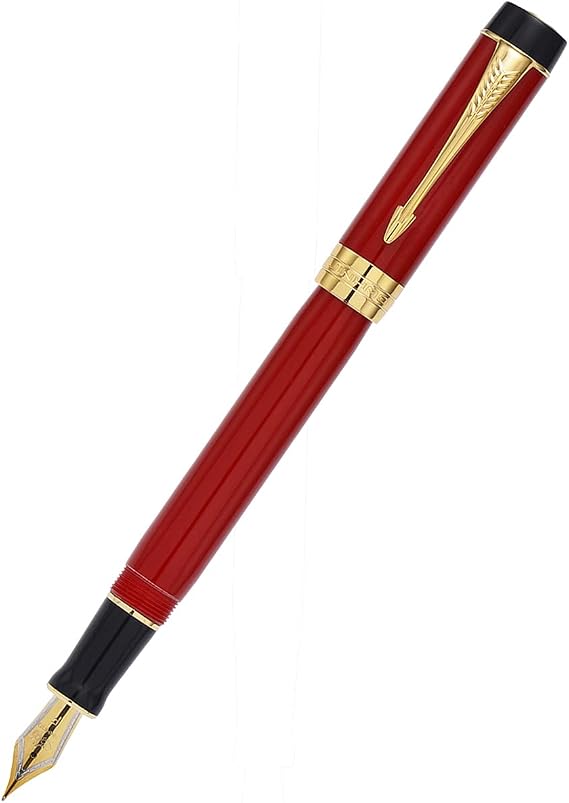 Jinhao 100 Red Centennial Resin Fountain Pen Arrow Clip Iridium Medium Nib 0.7mm with Converter Business Office Gift Pen