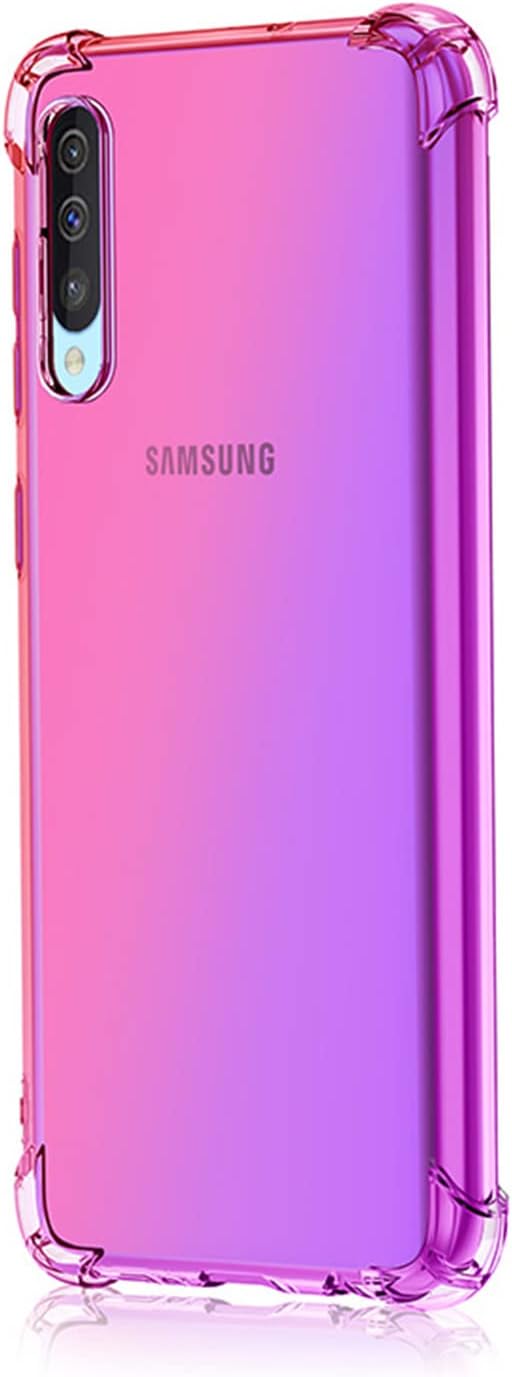 Case Compatible with Samsung Galaxy A70, Slim Soft TPU Shockproof Anti-Scratch Phone Case Cover with Reinforced Corner Bumper Pink/Purple