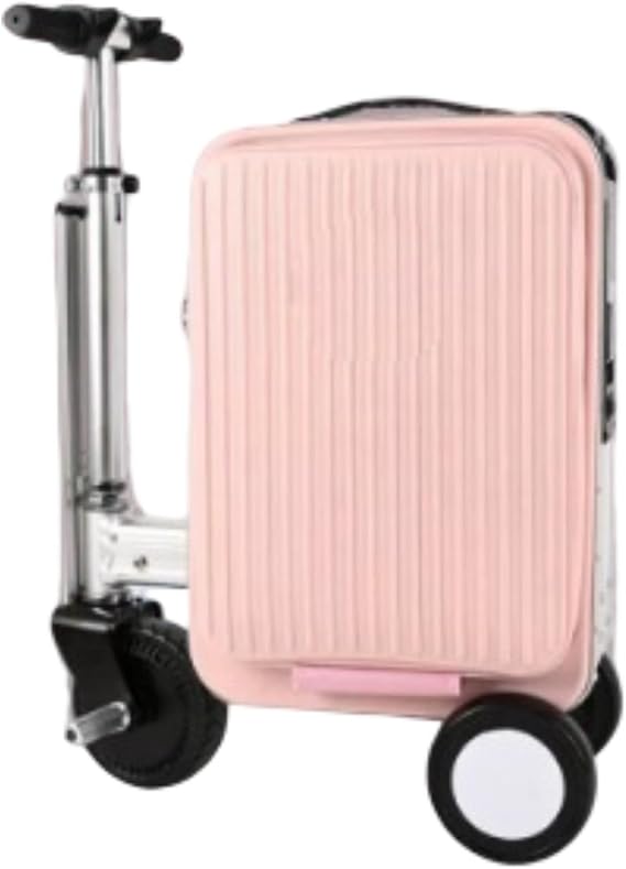 Carry-On Electric Luggage,Smart Rideable Suitcase,One-Button Fold Waterproof Lightweight Carry On for Airport Lightweight Business Travel(Pink)