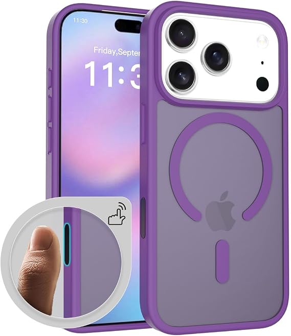 for iPhone 17 Pro Max Case, Camera Control Cover Compatible with MagSafe, Matte Shockproof Protection, Magnetic Phone Case for iPhone 17 Pro Max (Dark Purple, iPhone17)