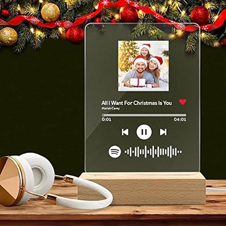SOUFEEL Custom Acrylic Photo Album with Spotify Music Personalized Photo Album Cover Song Gift for Birthday Valentines Day Wedding Anniversary