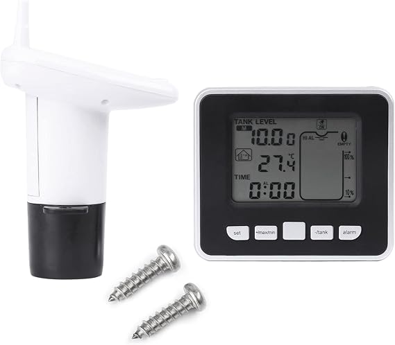 Zerone Ultrasonic Level Multi Function Indoor Water Liquid Depth Level Meter Sensor, with Temperature Indicator Transmitter LCD Digital Display