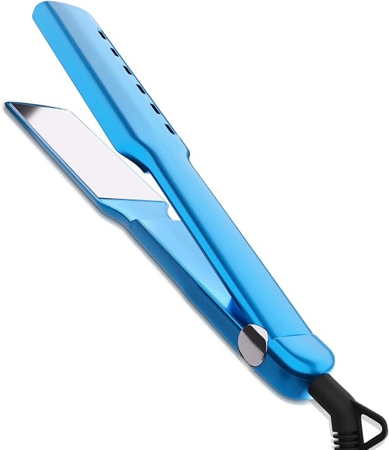 Nano Titanium Hair Straightener, 1.7 Inch Wide Vent Sesh Titanium Wet to Dry Flat Iron, 2 in 1 Straightener and Curler for Damp or Dry Hair