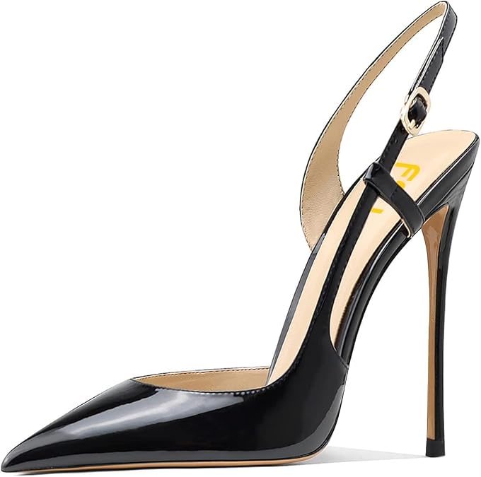 FSJ Women's Pointed Toe D'Orsay High Heel Slingback Pumps | Dress Shoes