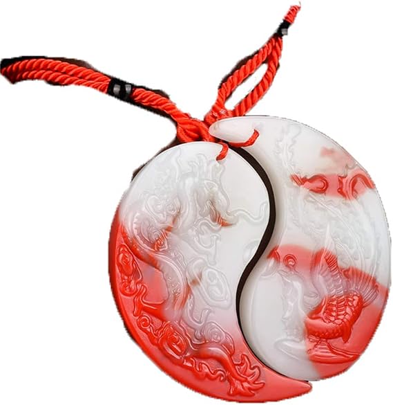 Pure Natural Hetian Gold Silk Jade Chicken Blood Jade Color Jade Dragon and Phoenix Pendant Male and Female Couple Models Jade Brand Gossip Jade into Two Pairs of Tokens A Pair