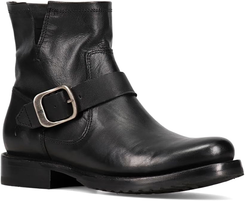 Frye 5 34 Veronica Booties for Women - Full-Grain Brush-Off Leather with Antique Metal Hardware and Rubber Outsole, Genuine Stitch Welt Construction