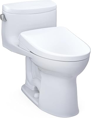 TOTO WASHLET Supreme II One-Piece Elongated 1.28 GPF Toilet and WASHLET S7A Contemporary Bidet Seat, Cotton White - MW6344736CEFG#01