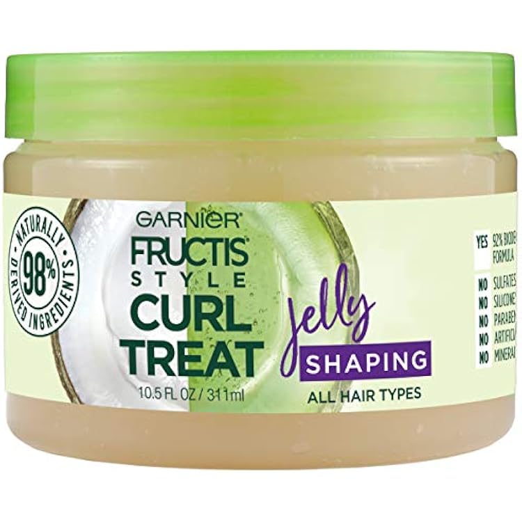 Garnier Fructis Style Curl Treat Shaping Jelly with Coconut Oil for Curly Hair, 10.5 Ounce Jar