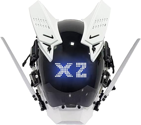 Cybepunk Mask Helmet Cosplay for Men, LED Punk Mask Futuristic Punk Cosplay Costume Props Mask Halloween Cosplay