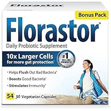 Florastor Daily Probiotic Supplement for Women and Men, Proven to Support Digestive Health, Saccharomyces Boulardii CNCM I-745 (54 Capsules)