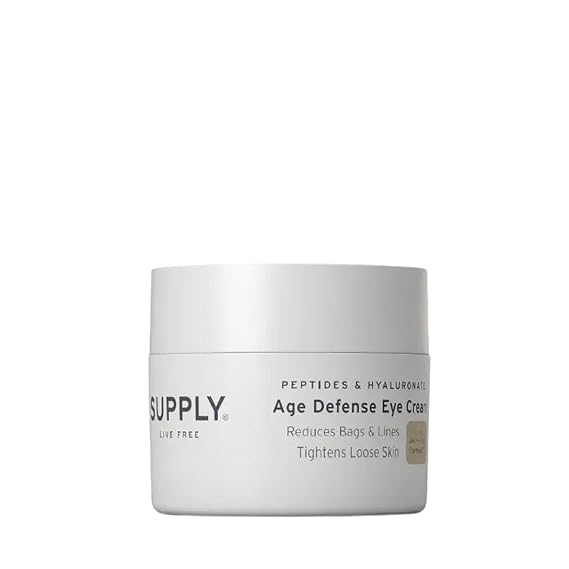 Supply Age Defense Eye Cream with Hyaluronic Acid, Shea Butter & Caffeine Anti-Aging Eye Moisturizer Reduces Dark Circles, Puffiness & Under Eye Bags Gentle Skincare 0.5 oz