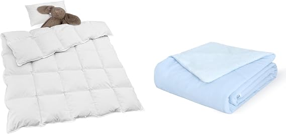 zzlamb Toddler Down Comforter for All Season & Reversible Baby Blanket for Double Use