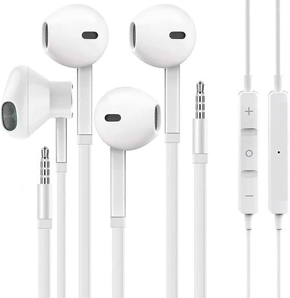 [2 Pack] WEIZY Aux Earbuds/Earphones, Vize 3.5mm Wired Headphones Noise Isolating Earphones Volume Control & Built-in Microphone Compatible with iPhone/Samsung/Android/MP3/MP4