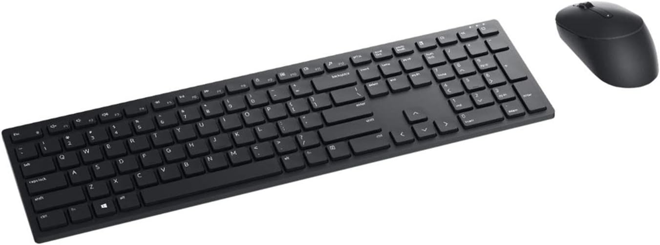 Dell KM5221W Pro Wireless Keyboard and Mouse, UK QWERTY, 2.4GHz, 128-bit AES Encryption, 4000 dpi, Windows, Apple, Android, Linux and Chrome, Black