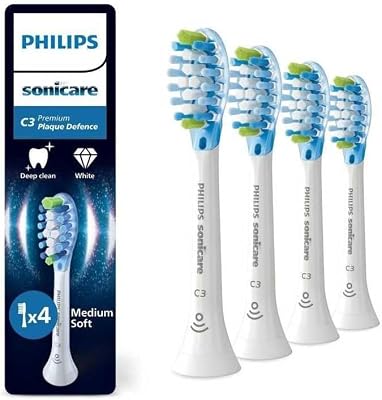 Philips Sonicare C3 Premium Plaque Defence Original Replacement Toothbrush Heads, White, 4-Pack, HX904487