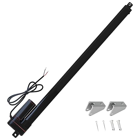 24 Inch Long Stroke Linear Actuator 12V IP65 Waterproof Heavy Duty 660lbs/3000N Electric Actuator 0.2"/s with Mounting Brackets,for Window Opener,Door Opener,Solar Tracker
