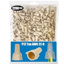 1200 PCS Winged Tan Wire Nuts 12 Gauge for 22-8 AWG, HSP12 Easy Twist-On and Easy Screw On Wire Connectors Ribbed Cap for Quick Connect Electrical Wiring,Heavy Duty Screw Terminals with Metal Spring