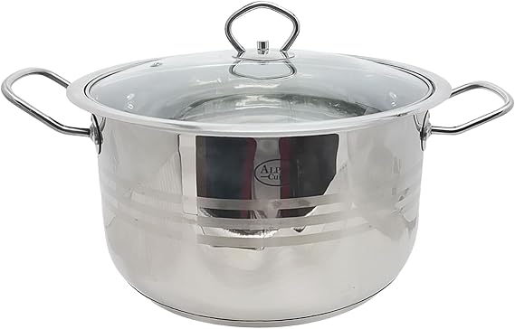 Alpine Cuisine Stainless Steel Dutch Oven with Lid 5 Quart & Easy Cool Handle, Food Grade Stainless Steel Heavy Duty, Commercial Grade Healthy Cookware kitchen Dutch oven