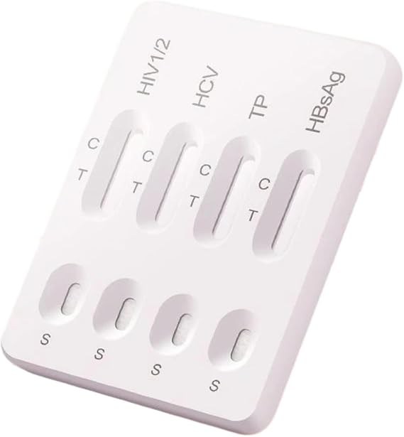 4-in-1 STD Test Kit, At-Home Combo Test for HIV, Hepatitis B, Hepatitis C and Syphilis, Rapid 10-Minute Blood Test for Infectious Diseases
