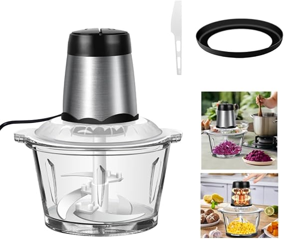 2L Meat Grinder Electric Multi Blender Mixer Food Processor Vegetable Chopper Meat Blender Food Grinder for Kitchen,2 Speeds,4 bi-Level Blades