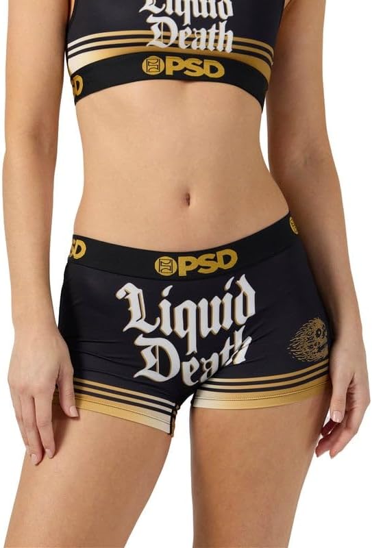PSD Womens Liquid Death Black Boy Short, Multi, XS