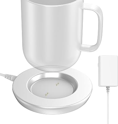 Underhub Charging Coaster 2 Compatible with Embo Temperature Control Smart Mug 2 and 1 - Mug Power Cord - Charger Dock Base for Wireless Warmer Cup Accessories Silver White